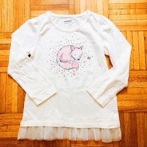 Long sleeve white printed tee